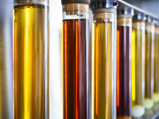 Ethanol oil test in Tube beaker experiment fuel liquid