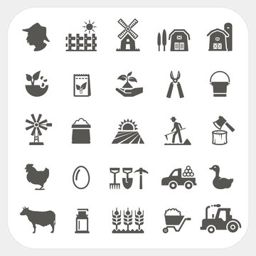 Farm and agriculture icons set