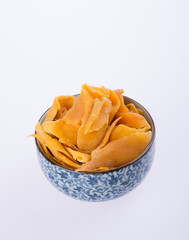 mango dry in bowl or dried mango slices.
