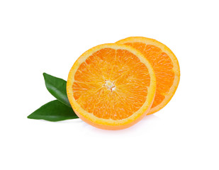 Half of Orange fruit isolated on white background.