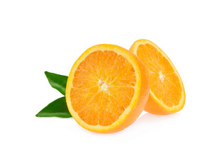 Fototapeta na wymiar Half of Orange fruit isolated on white background