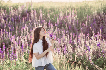 beautiful young women with flowers