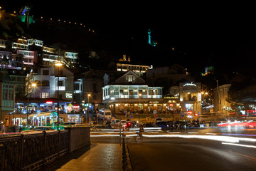 night city. Tbilisi, road, river