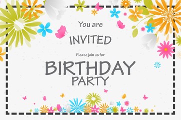 Birthday invitation card with beautiful flower