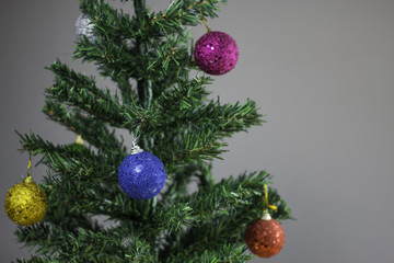 Christmas tree with Christmas balls. selective focus