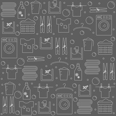 Laundry. Background with icons laundry. Banner for your company or store. Vector illustration.
