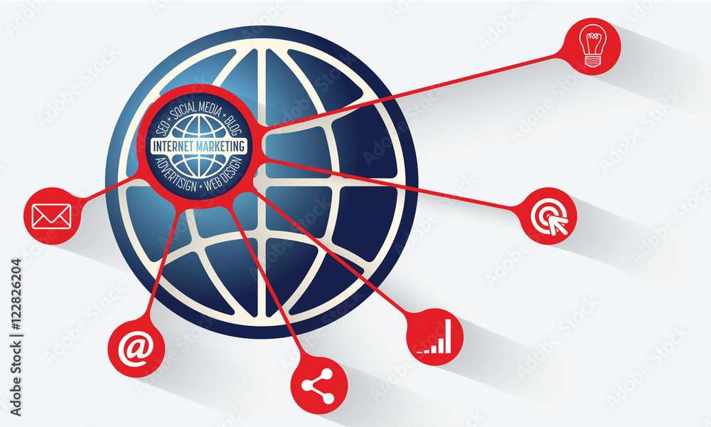 Poster vector circular object with theme of internet marketing