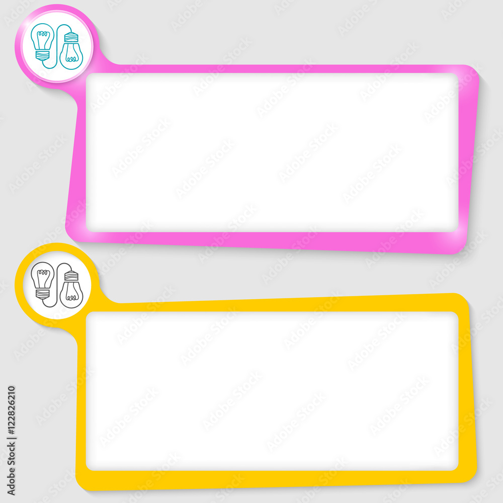 Poster set of two text boxes for your text and idea symbol