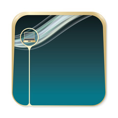 A text box for fill your text and golden laptop