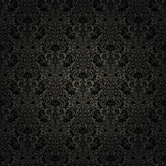 Seamless background of black color in the style of baroque. - 122826632