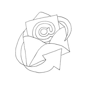 Email Konzept elektronische Post Brief Illustration Strichzeichnung handgezeichnet - zum Ausmalen