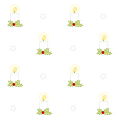 cute cartoon christmas candles seamless vector pattern background illustration with holly berry

