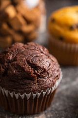 The tasty chocolate muffin.