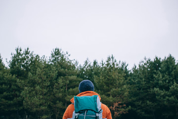 bearded man in the winter forest