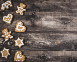 Gingerbread on a wooden background