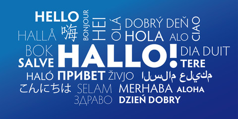 "Hallo" in vielen unterschiedlichen Sprachen