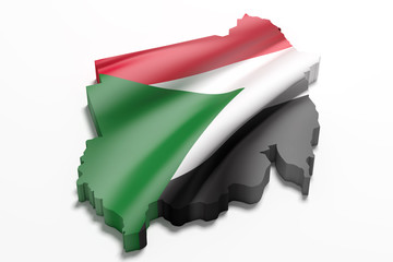 Silhouette of Sudan map with flag