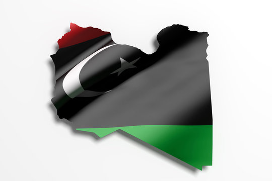 Silhouette of Libya map with flag