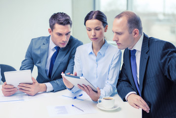 business team with tablet pc having discussion