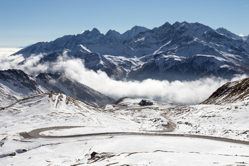 Austriackie Alpy - widok z Hochtor na lodowiec Grossglockner - obrazy, fototapety, plakaty