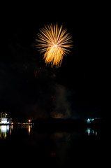 bright firework on the night sky