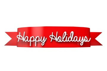 Happy holidays red ribbon banner