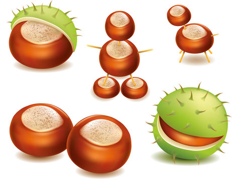 chestnut and pawns, toys 