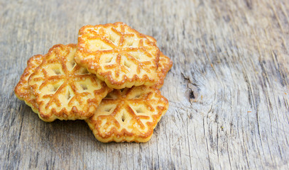 Christmas homemade cookies. Cookies in the form of snowflakes. Sugar Cookies.