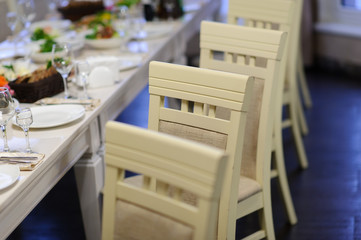 catering table set service with silverware