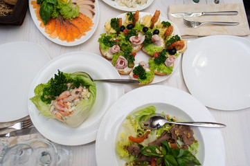 catering table set service with silverware