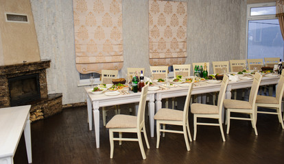 catering table set service with silverware