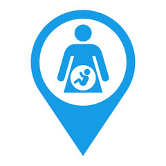 Icono plano localizacion embarazada azul