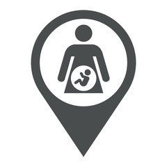 Icono plano localizacion embarazada gris