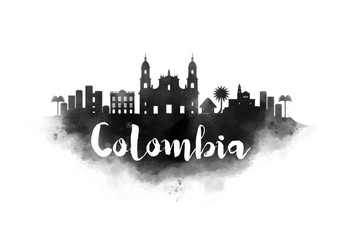 Obraz premium Watercolor Colombia City Skyline