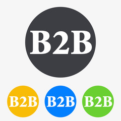 Icono plano texto B2B en circulo varios colores