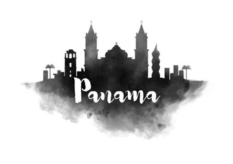 Watercolor Panama City Skyline