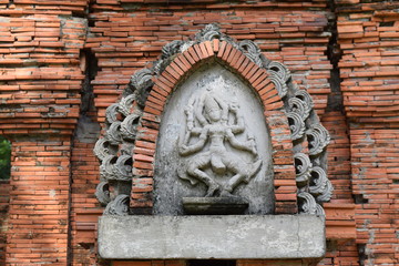 ancient brick Cham tower and pagoda