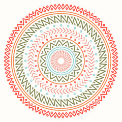 Ethnic mandala. Tribal hand drawn line geometric seamless pattern. Border. Doodles. Native vector illustration. Background. African, mexican, indian, oriental ornament. Henna tattoo style. Circle art