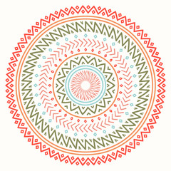 Ethnic mandala. Tribal hand drawn line geometric seamless pattern. Border. Doodles. Native vector illustration. Background. African, mexican, indian, oriental ornament. Henna tattoo style. Circle art
