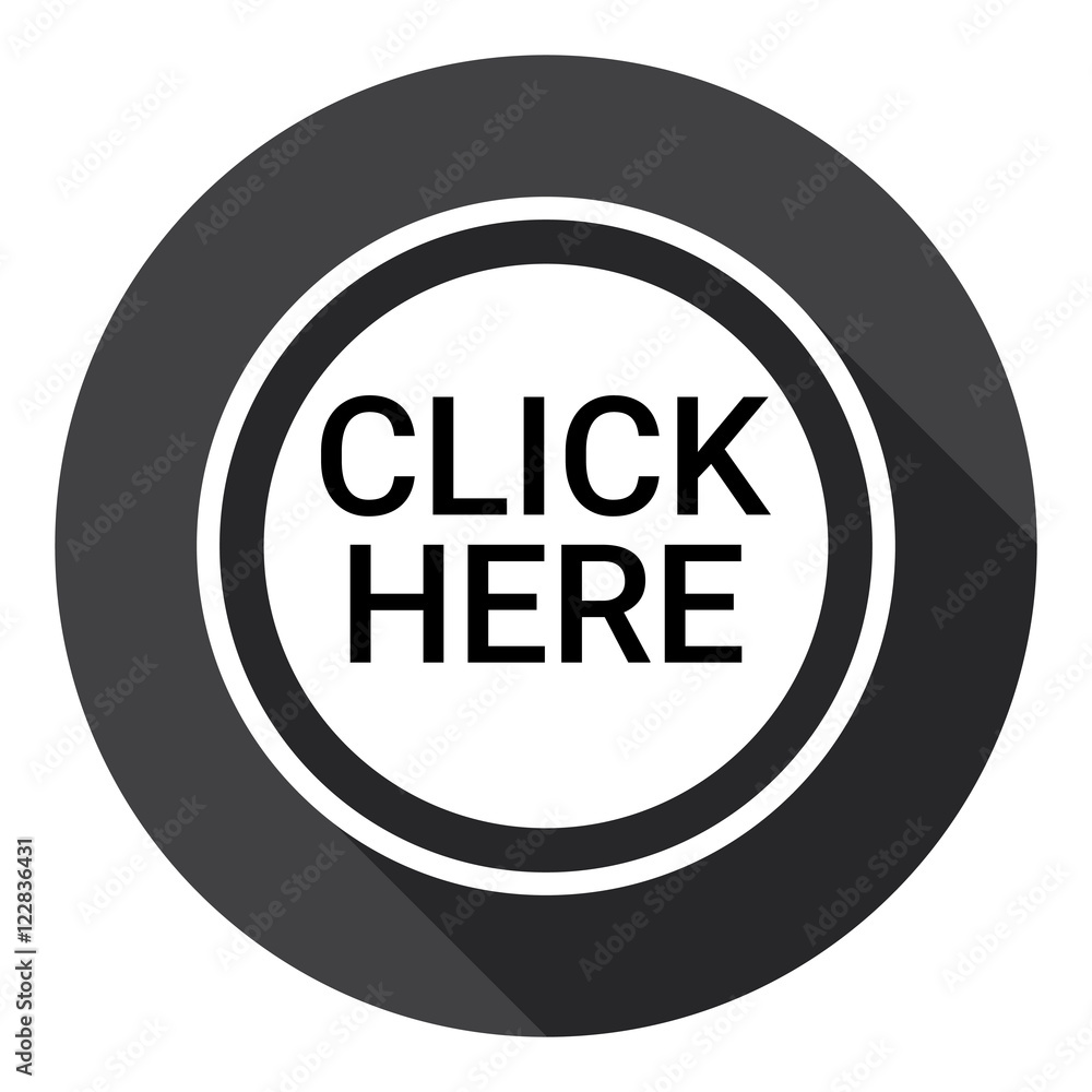 Poster click here button web icon flat vector illustration