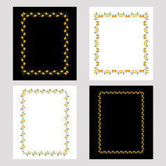 Set of color frames with roses. Design elements for graphic backgrounds. Vector clip art.