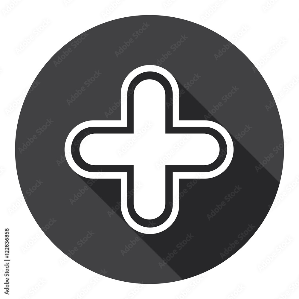 Poster plus icon web cross button flat vector illustration