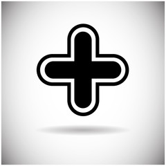 Obraz premium Plus Icon Web Cross Button Flat Vector Illustration