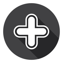 Plus Icon Web Cross Button Flat Vector Illustration