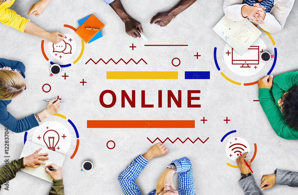 Poster online connection internet networking technology concept
