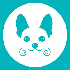 Small Dog Icon Pet Face Web Flat Vector Illustration