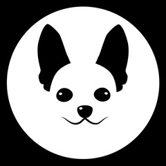 Small Dog Icon Pet Face Web Flat Vector Illustration