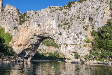 Fototapeta na wymiar Pont D'Arc, rock arch over the Ardeche River, in the Ardeche Gorges (France)