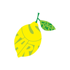 Hand drawn quote "Fresh start" in a shape of a lemon. Vector illustration is perfect for a poster, card or a t-shirt design.
