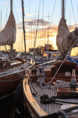 Sunset on classic yachts in Sandhamn Sweden